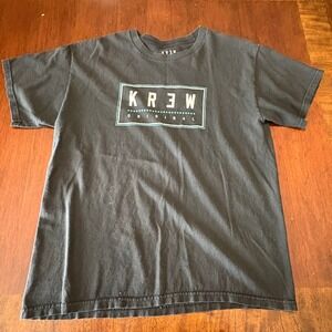 KR3W Original Skateboard T-Shirt Mens Large Black Box Logo Graphic Tee KREW